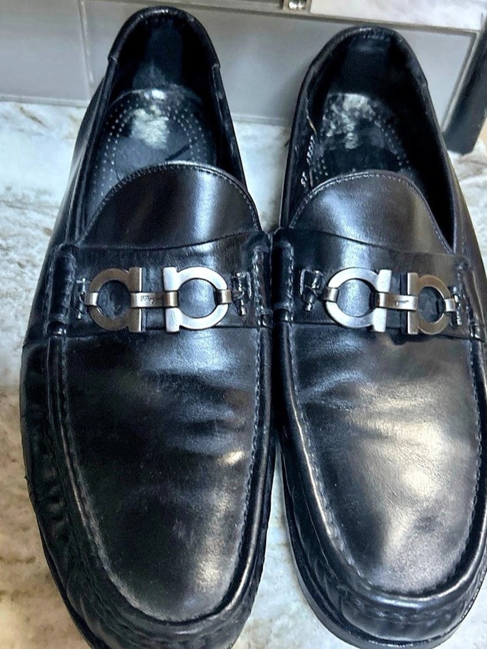 Salvatore Ferragamo Gancini Bit Loafer Men's Black Leather Loafers sz 11.5 D